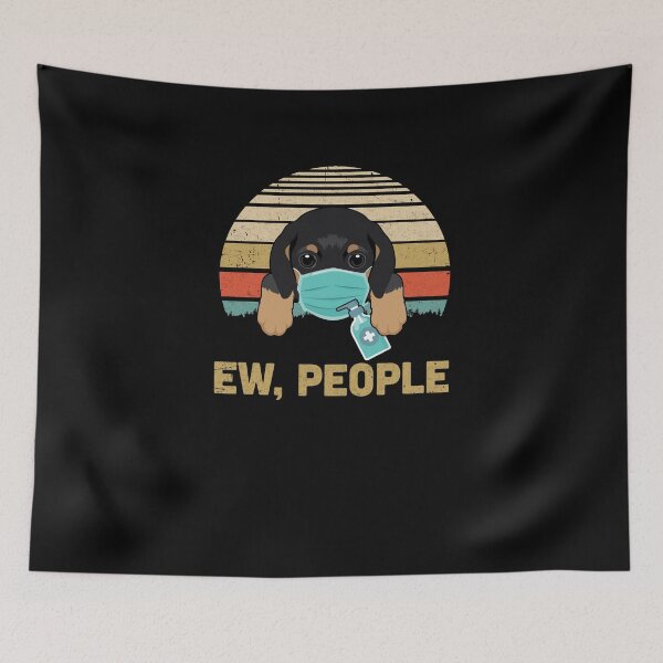 Item preview, Ew People Funny Vintage Retro Dachshund Mask Quarantine designed and sold by CreativeGift.