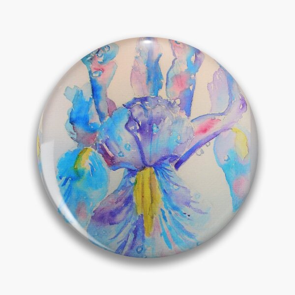 Item preview, Iris Watercolor Painting - Blue with Raindrops designed and sold by Sarah  Rajkotwala.