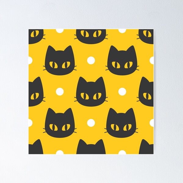 Item preview, Halloween Pattern with Halloween Cats Yellow designed and sold by JayStacksArt.
