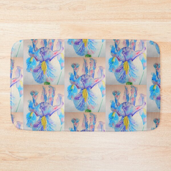 Item preview, Iris Watercolor Painting - Blue with Raindrops designed and sold by Sarah  Rajkotwala.