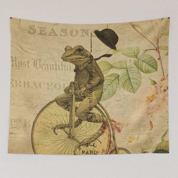 Item preview, Frog Riding Penny Farthing Bicycle Vintage French Carte Postale  designed and sold by DeeElle.