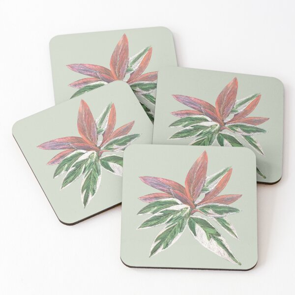 Item preview, Calathea Triostar Stromanthe Plant With Green Background - Pink, Rust, Blush, Magenta designed and sold by Marina Oliveira Studio.