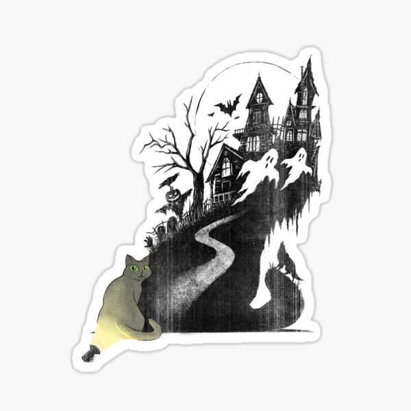 Item preview, Kitty's Halloween Shadow Scene designed and sold by TEES BY TOM.