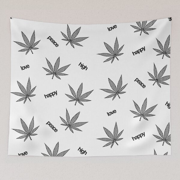 Artikelvorschau, Cannabis (Marihuana) Blatt oder Hanf / Topf / Drogen Schwarzweiss-Illustrationsdesign mit Typografie entworfen und verkauft von Kvyom.
