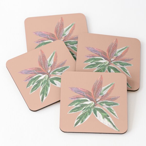 Item preview, Calathea Triostar Stromanthe Plant With Terracotta Background - Green, Rust, Blush, Magenta designed and sold by Marina Oliveira Studio.
