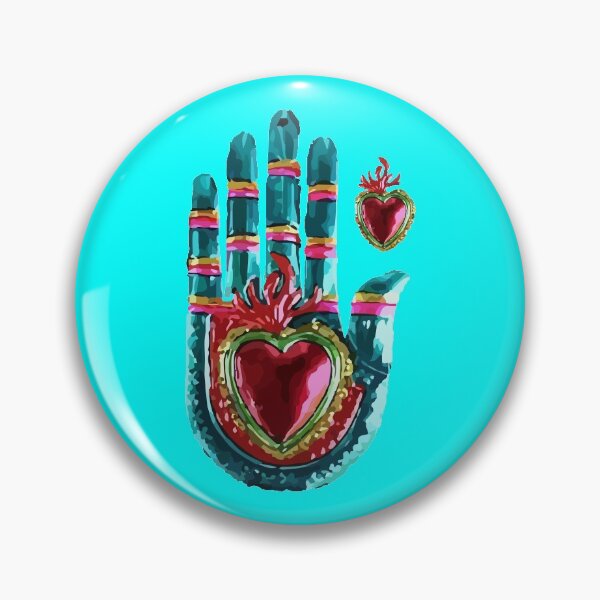Item preview, Tin hand mexican metal folk art and crafts sacred heart ornament designed and sold by T-Mex.