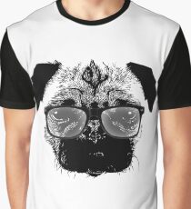 Nerdy Pug Hipster Dog Graphic T-Shirt