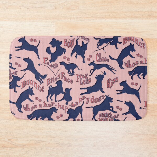 Item preview, Happy Dog Silhouettes Seamless Pattern - Blue & Coral designed and sold by kmussatt.