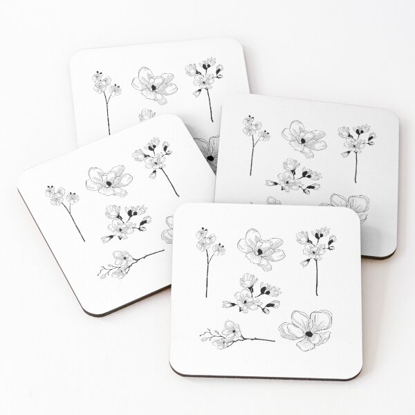 Item preview, Black Line Drawn Flowers designed and sold by Jennifer Church.