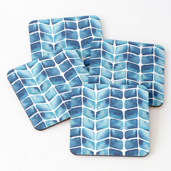 Item preview, Blue Hand painted watercolour square blobs  designed and sold by Maitri-Sanghvi1.