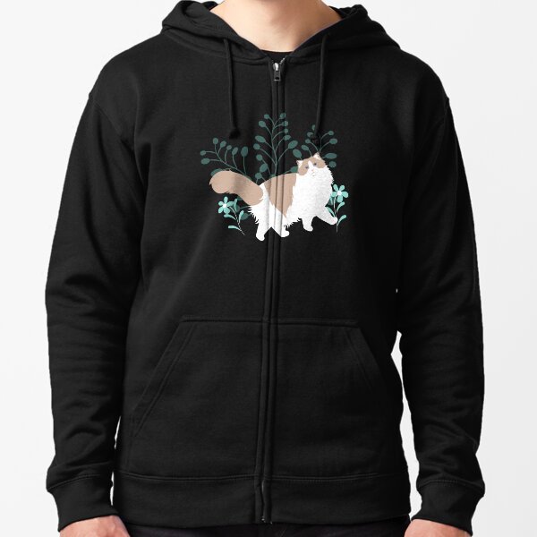 Elegant Ragdoll Cat Zipped Hoodie