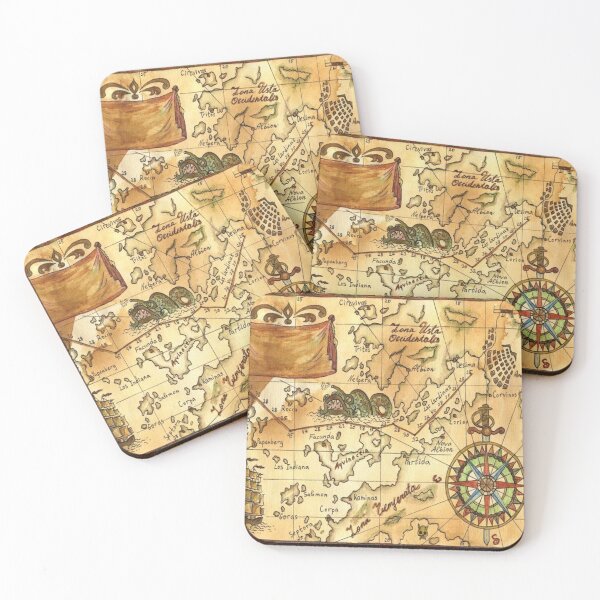 Item preview, Old World Antique Map Ancient Atlas Vintage Pirate Caribbean Maps Gifts designed and sold by TopTeeShop.