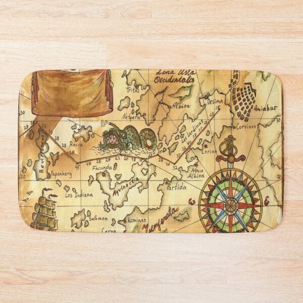 Item preview, Old World Antique Map Ancient Atlas Vintage Pirate Caribbean Maps Gifts designed and sold by TopTeeShop.