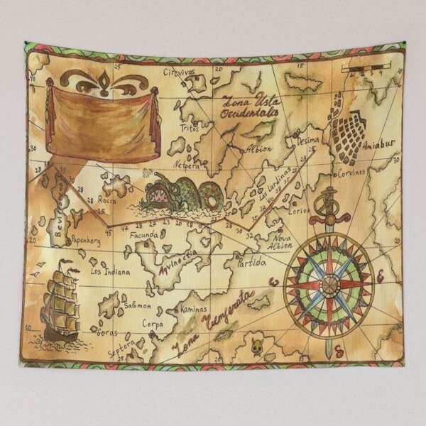 Item preview, Old World Antique Map Ancient Atlas Vintage Pirate Caribbean Maps Gifts designed and sold by TopTeeShop.