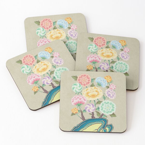 Item preview, Minhwa: Peony Flowers and Rock Type A (Korean traditional/folk art) designed and sold by minsillust.