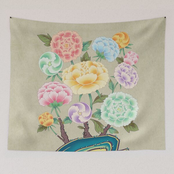 Item preview, Minhwa: Peony Flowers and Rock Type A (Korean traditional/folk art) designed and sold by minsillust.
