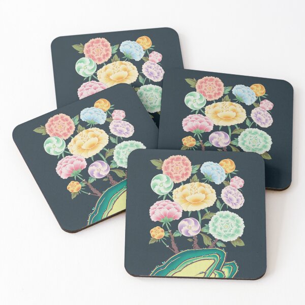 Item preview, Minhwa: Peony Flowers and Rock Type B (Korean traditional/folk art) designed and sold by minsillust.