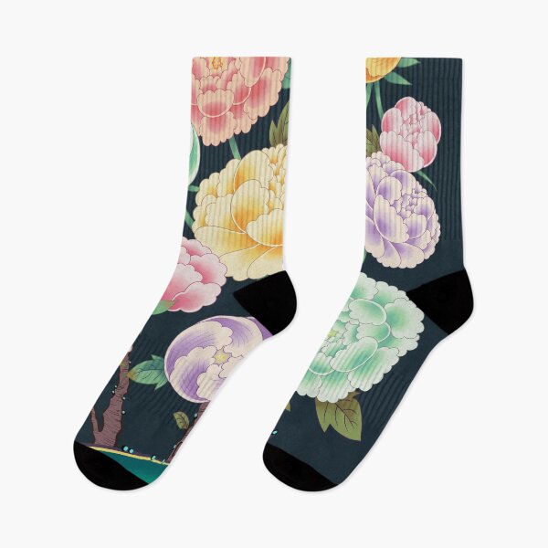 Item preview, Minhwa: Peony Flowers and Rock Type B (Korean traditional/folk art) designed and sold by minsillust.