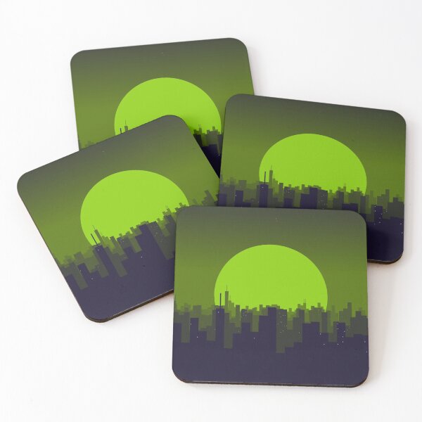 Item preview, City of skyscrapers on green supernatural sun designed and sold by PrimitiveState.
