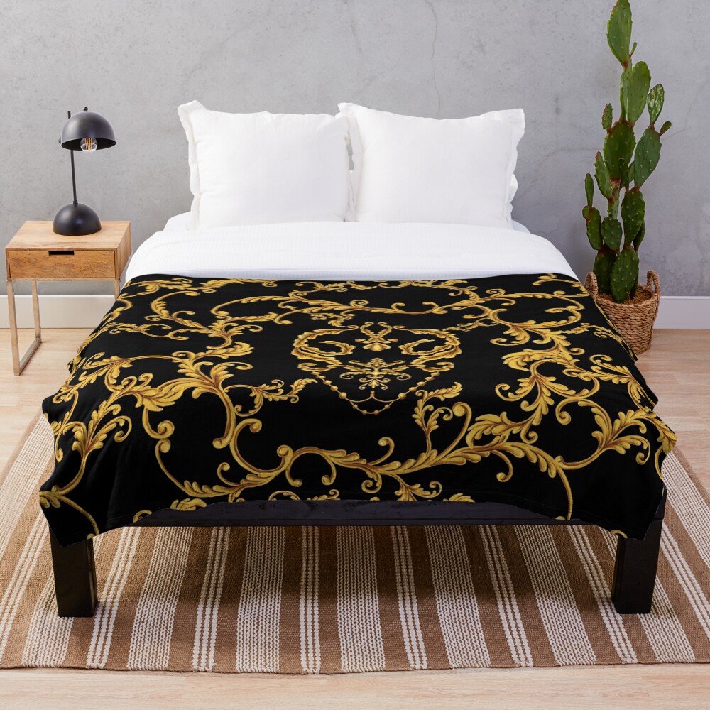 "Golden Baroque Leafs" Throw Blanket for Sale by carmengoodart Redbubble