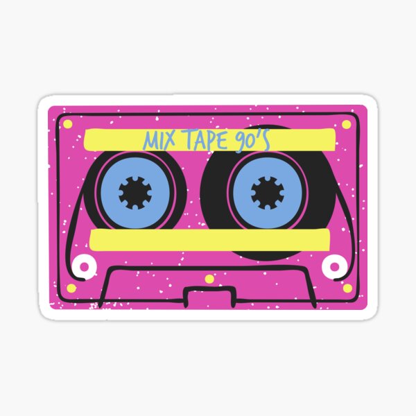 90s mix tape (pink) 1990's Music CD Retro Vintage Nostalgia Old School Hip Hop R&B Rap Rock Metal Grunge,Gift  Sticker