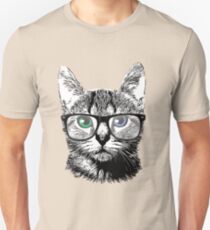 Nerdy Cat Hipster Kitten in Glasses Unisex T-Shirt