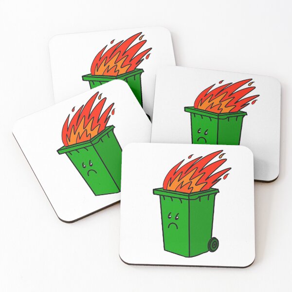 Item preview, Sad green wheelie bin fire designed and sold by HeffDesigns.