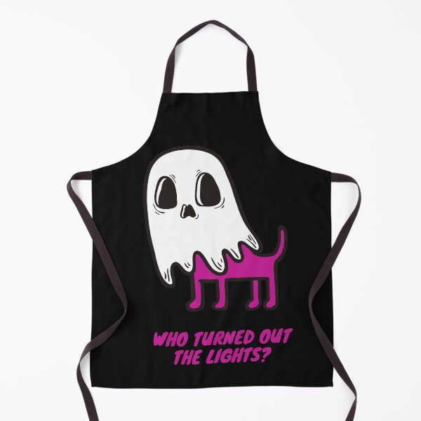 Item preview, Who Turned the Lights Out? Accidental Halloween Ghost Dog (Dark Background, Purple Dog, Purple Text). designed and sold by JellyBeenzz.