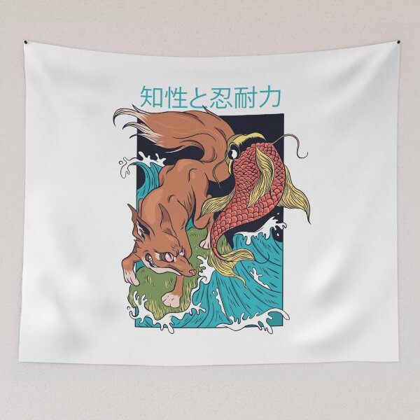 Item preview, Fox and Fish with Japanese Style designed and sold by SalamancaCL.