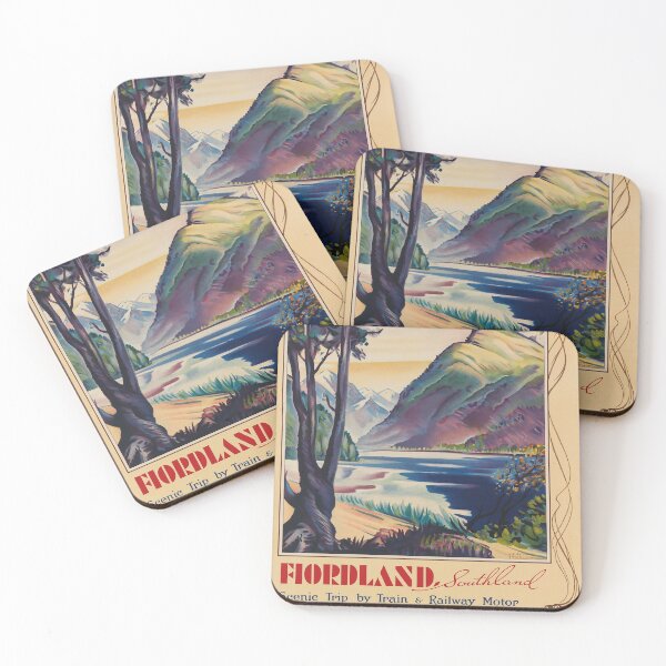 Item preview, Fiordland retro poster designed and sold by CorasPosters.