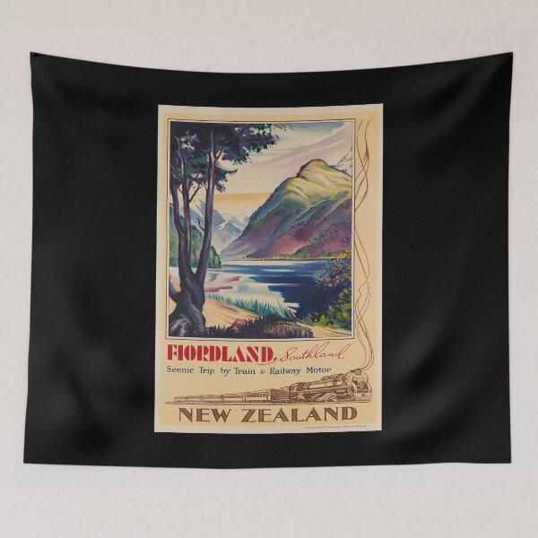 Item preview, Fiordland retro poster designed and sold by CorasPosters.
