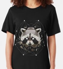 Geometric Raccoon Slim Fit T-Shirt