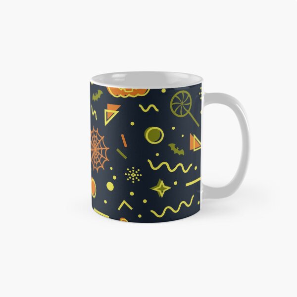 Item preview, Black Spooky Halloween Pattern with Geometric Shapes & Halloween Pumpkin Faces designed and sold by JayStacksArt.