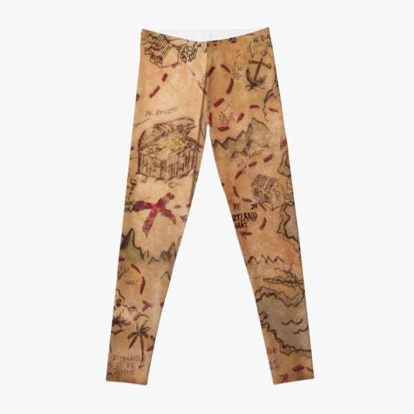 Antique Navigation World Map in Red and Gold Leggings