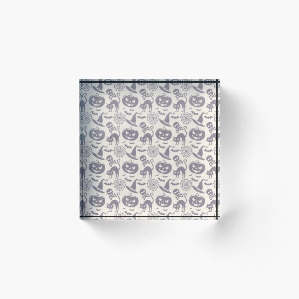 Aperçu de l'œuvre Motif d'Halloween heureux avec des visages de citrouille d'Halloween effrayants, des chats et des chauves-souris créée et vendue par JayStacksArt.
