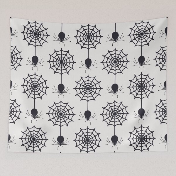 Item preview, Happy Halloween Pattern with Spooky Halloween Spiders and Cobwebs designed and sold by JayStacksArt.