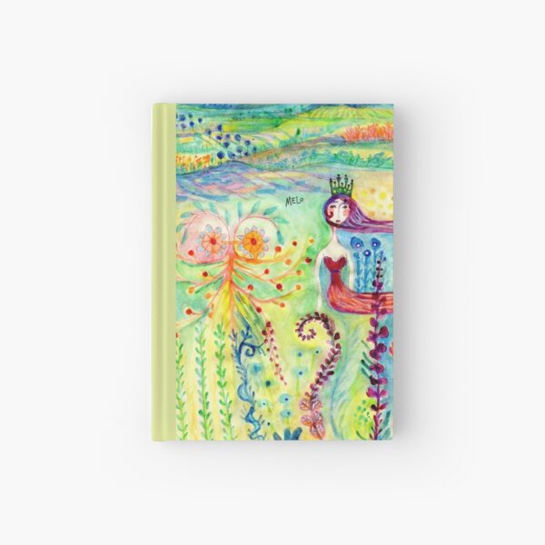 Colorful Mermaid Princess, Flowers Floral Curly Water Abstract Landscape Hardcover Journal