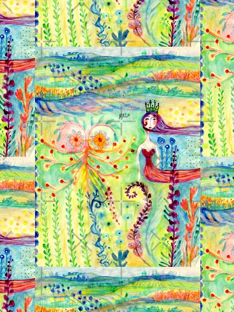 Colorful Mermaid Princess, Flowers Floral Curly Water Abstract Landscape by meloearth
