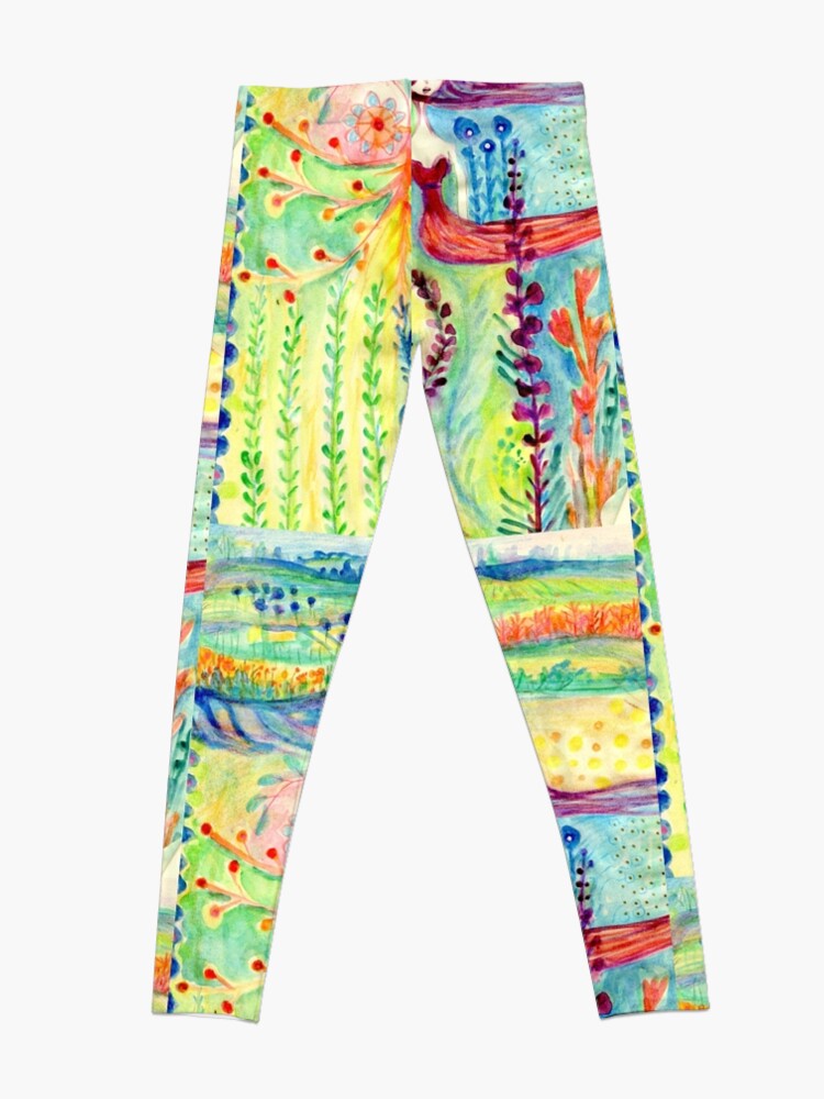 Alternate view of Colorful Mermaid Princess, Flowers Floral Curly Water Abstract Landscape Leggings
