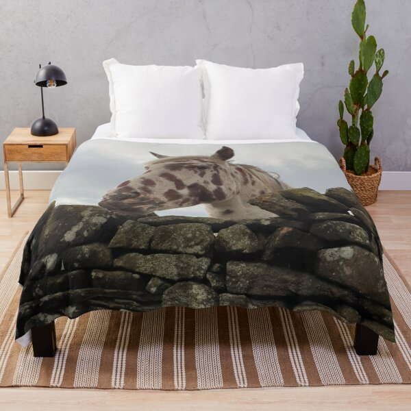 Item preview, I have my eye on you! Horse hanging its head over a stone wall. Peak District, UK designed and sold by JellyBeenzz.