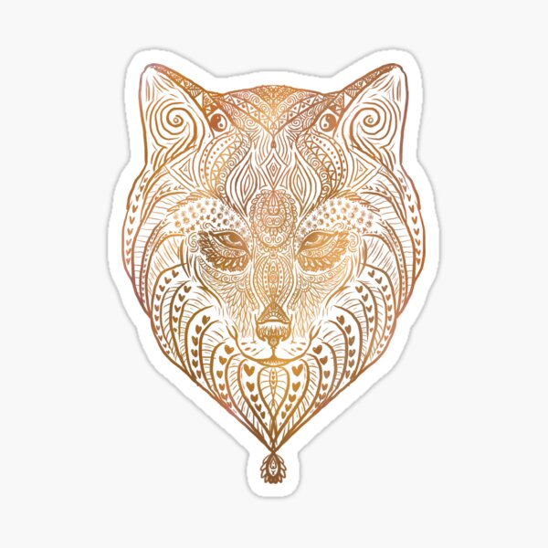 Gold wolf mandala Sticker