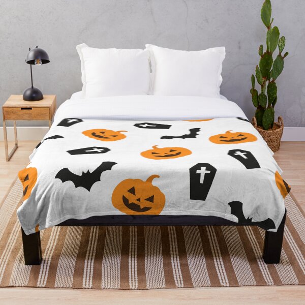 Item preview, Halloween Pattern with Spooky Halloween Bats and Pumpkin Faces designed and sold by JayStacksArt.