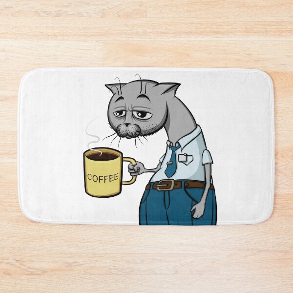 Item preview, Tired cat office worker and coffee designed and sold by maksimovart.