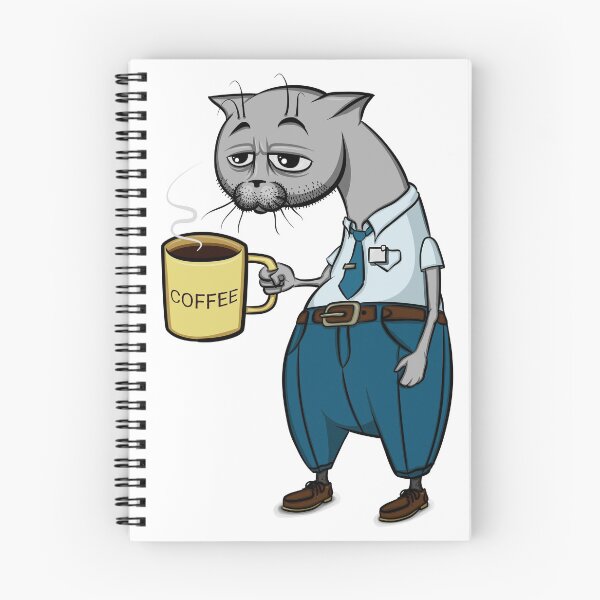Item preview, Tired cat office worker and coffee designed and sold by maksimovart.