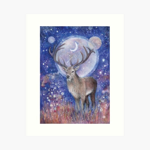 Red deer spirit Art Print