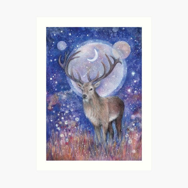 Red deer spirit Art Print