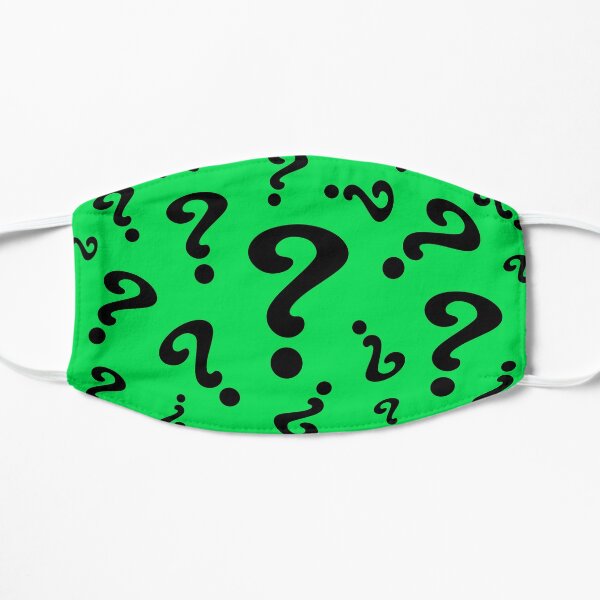 Question Mark Pattern Riddle Green Face Mask - Comic Book Flat Mask