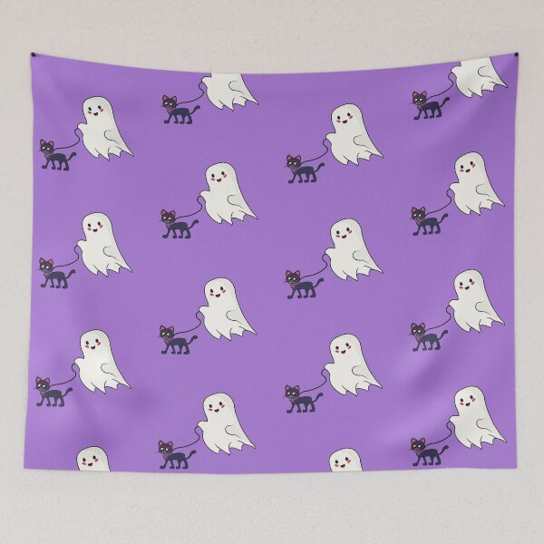 Item preview, Cute ghost walking a vampire cat  designed and sold by vixfx.
