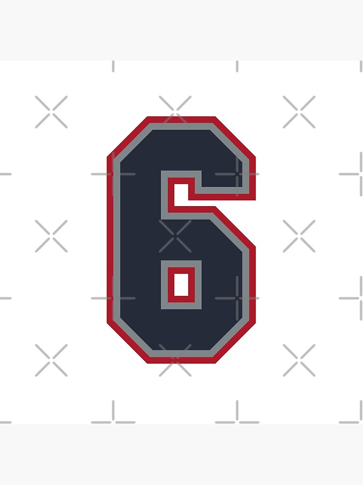 6 Navy Grey Red Sports Number Six | Sticker