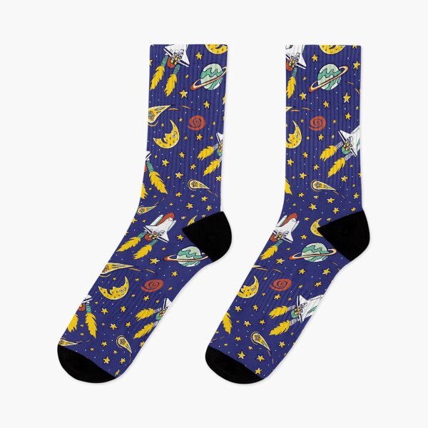 Item preview, Vector blue space shuttle blast off with colorful stars, moon and comet repeat pattern.  designed and sold by jamiesoondesign.